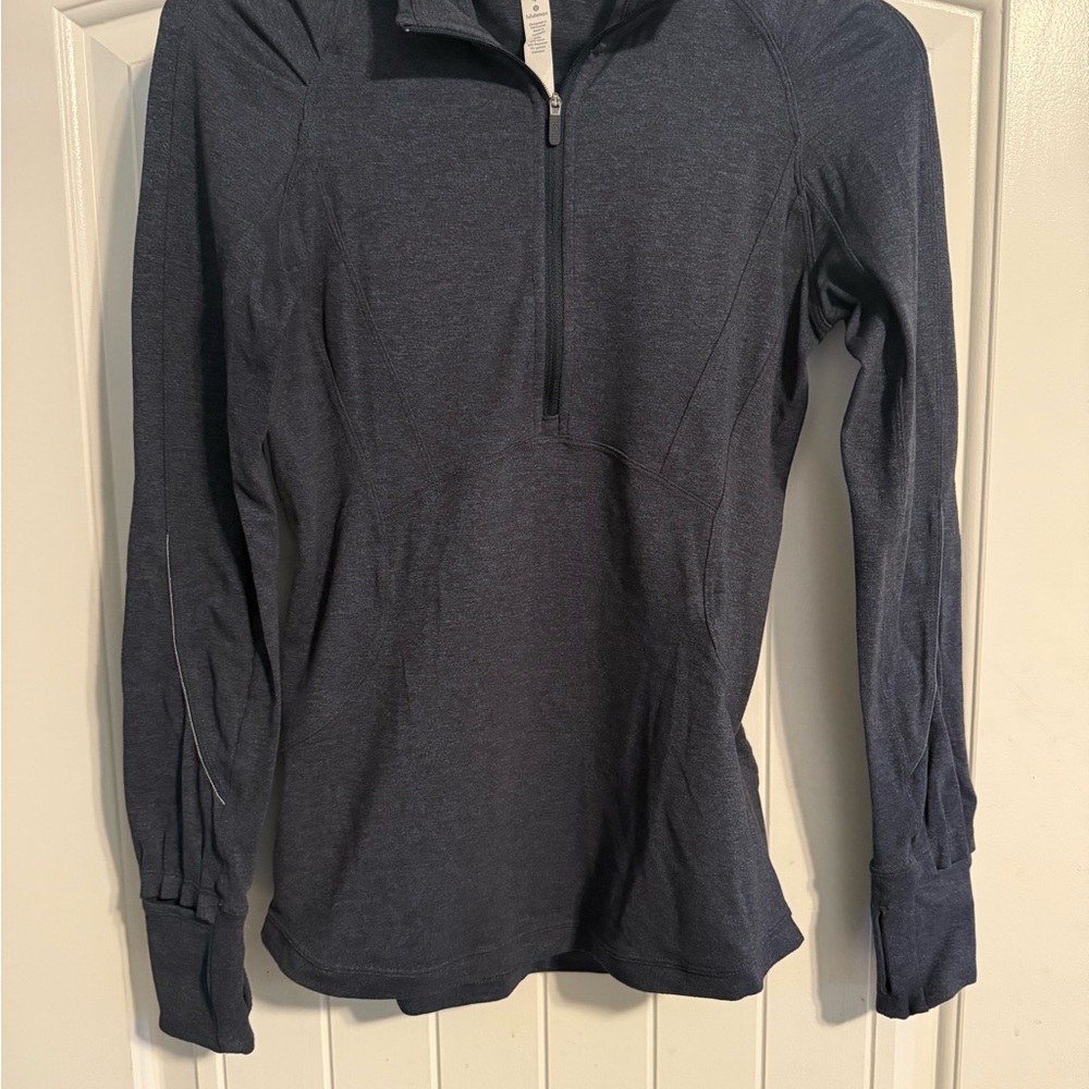 Lululemon Athletica Gray Fitted Polo Long Sleeve Tee